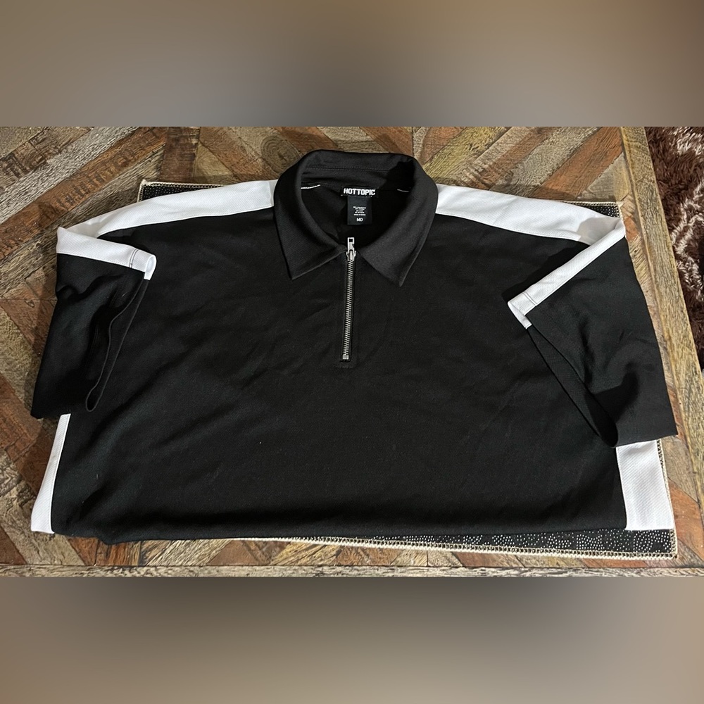 Hot Topic Black and White Polo Shirt